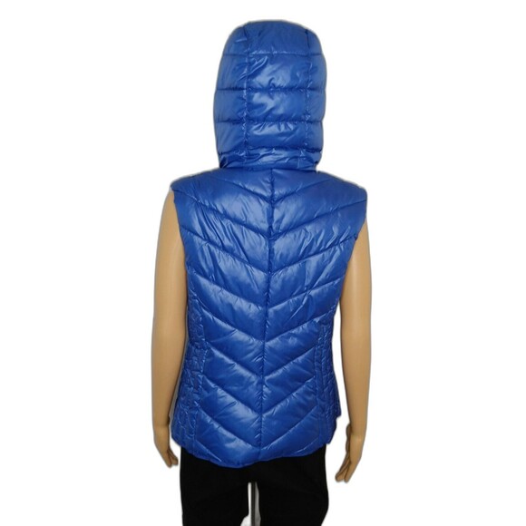 Marc New York Puffy Winter Ski Vest NEW Women's MEDIUM Lined Hood Blue - Picture 4 of 11